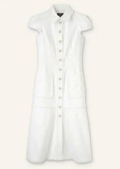 Outlet ME+EM Cotton-Blend Fringed Midi Dress Cream