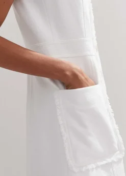 Outlet ME+EM Cotton-Blend Fringed Midi Dress Cream
