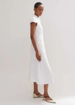 Outlet ME+EM Cotton-Blend Fringed Midi Dress Cream