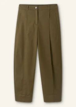 Outlet ME+EM Cotton-Blend Tapered Pleat Trouser Dark Olive
