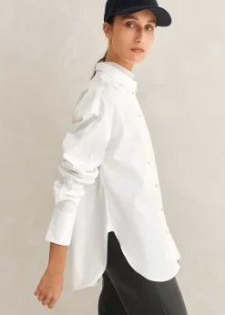 Outlet ME+EM Crease Less Cotton Elastic Sleeve Shirt White
