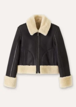 Clearance ME+EM Crop Aviator Jacket Black/Cream