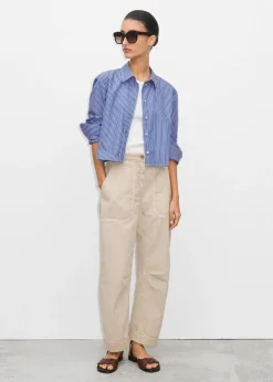 New ME+EM Cropped Boxy Stripe Shirt Blue/White