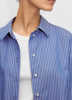New ME+EM Cropped Boxy Stripe Shirt Blue/White