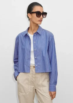 New ME+EM Cropped Boxy Stripe Shirt Blue/White