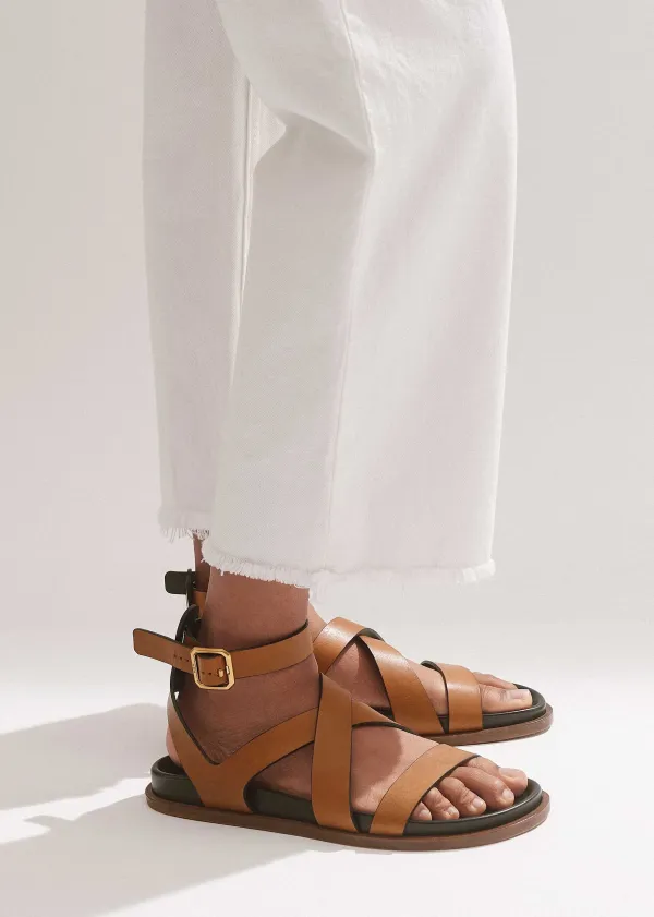 ME+EM Crossover Footbed Sandal Tan