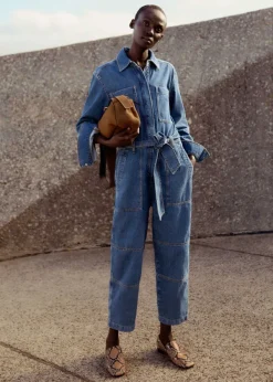 Hot ME+EM Denim Jumpsuit + Belt Mid Blue Denim
