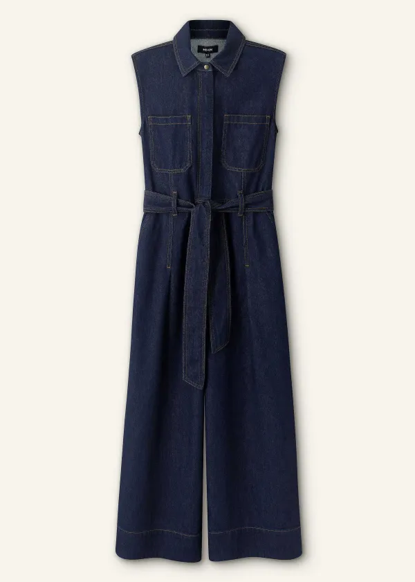 Online ME+EM Denim Wide-Leg Crop Jumpsuit Ocean Blue