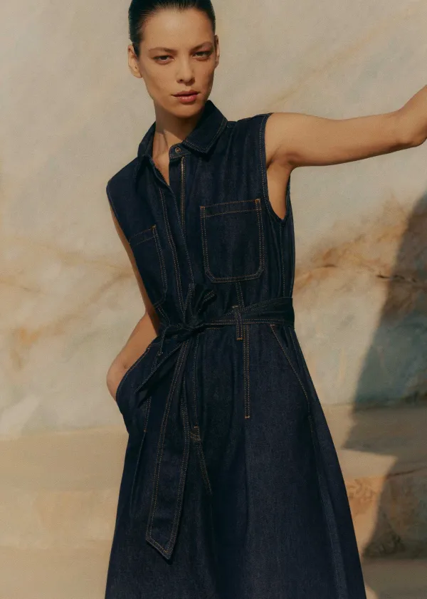 Online ME+EM Denim Wide-Leg Crop Jumpsuit Ocean Blue