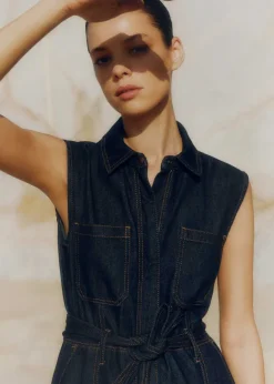 Online ME+EM Denim Wide-Leg Crop Jumpsuit Ocean Blue