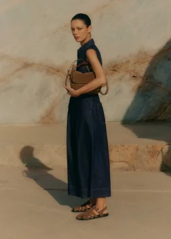 Online ME+EM Denim Wide-Leg Crop Jumpsuit Ocean Blue
