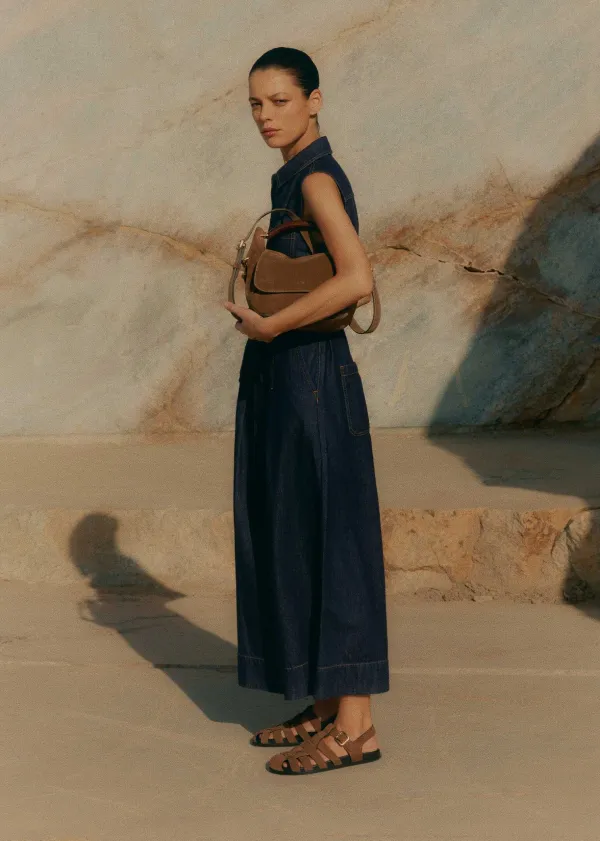 Online ME+EM Denim Wide-Leg Crop Jumpsuit Ocean Blue