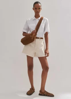Hot ME+EM Distressed Denim Short Ecru