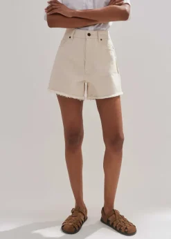 Hot ME+EM Distressed Denim Short Ecru