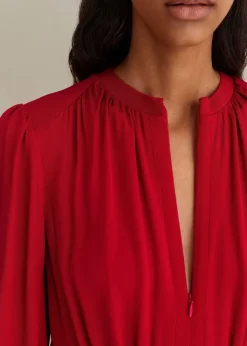 Sale ME+EM Elegant Panelled Midi Dress Scarlet
