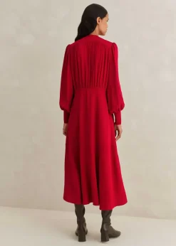 Sale ME+EM Elegant Panelled Midi Dress Scarlet