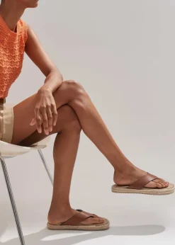 Hot ME+EM Espadrille Flip Flop Tan