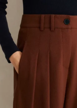 Clearance ME+EM Flannel High-Waisted Wide-Leg Trouser Pecan