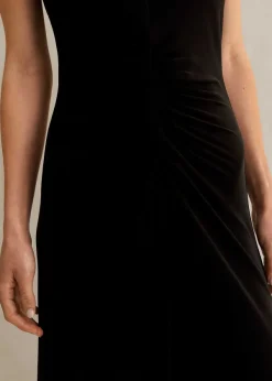 Hot ME+EM Fluid Crepe Cap Sleeve Midi Dress Black