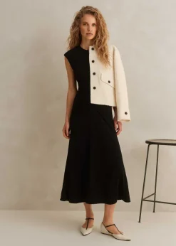 Hot ME+EM Fluid Crepe Cap Sleeve Midi Dress Black