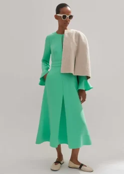 New ME+EM Fluid Crepe Elegant Midi Dress Hot Mint