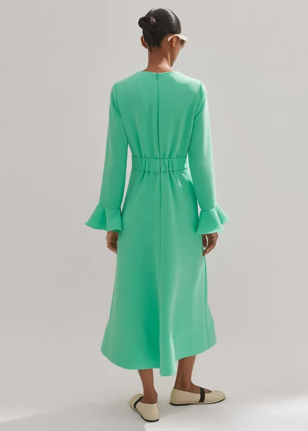 New ME+EM Fluid Crepe Elegant Midi Dress Hot Mint