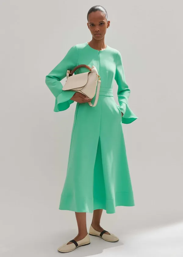 New ME+EM Fluid Crepe Elegant Midi Dress Hot Mint