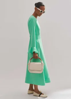 New ME+EM Fluid Crepe Elegant Midi Dress Hot Mint