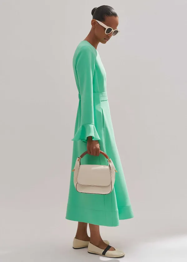New ME+EM Fluid Crepe Elegant Midi Dress Hot Mint