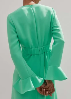 New ME+EM Fluid Crepe Elegant Midi Dress Hot Mint