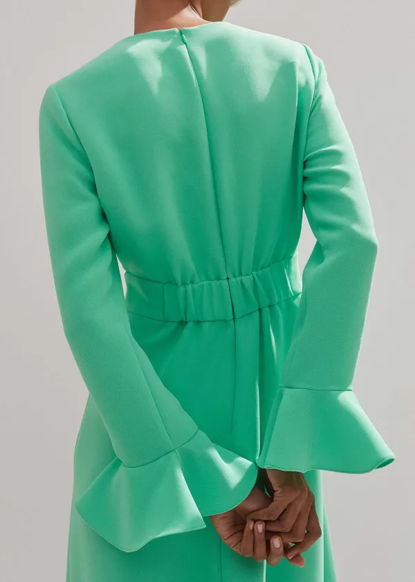 New ME+EM Fluid Crepe Elegant Midi Dress Hot Mint