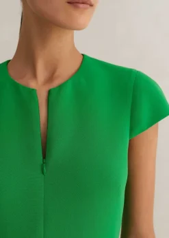 New ME+EM Fluid Crepe Volant Statement Maxi Dress Spring Green