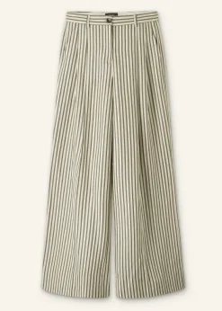 Online ME+EM Fluid Stripe Straight-Leg Trouser Khaki/Cream