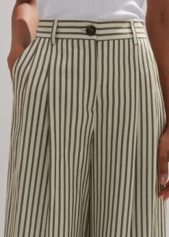 Online ME+EM Fluid Stripe Straight-Leg Trouser Khaki/Cream