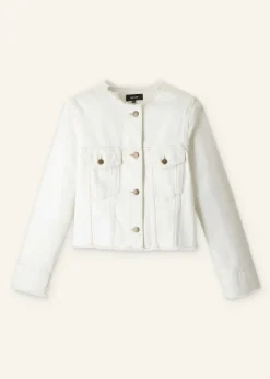 Best ME+EM Frayed Edge Denim Crop Jacket White
