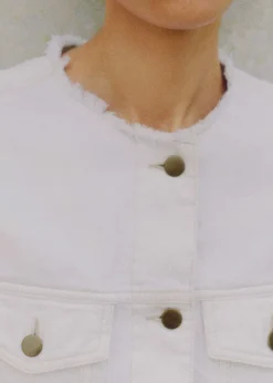 Best ME+EM Frayed Edge Denim Crop Jacket White