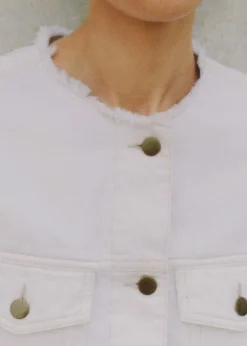 Online ME+EM Frayed Edge Denim Crop Jacket + Trouser Co-Ord White