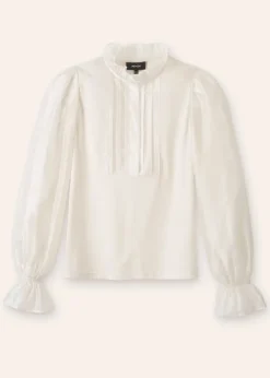 Online ME+EM Frill Neck Scallop Detail Layering Blouse Cream