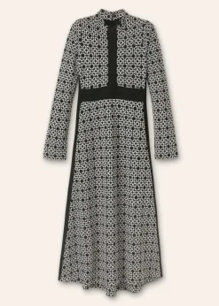Hot ME+EM Graphic Jacquard Ponte Maxi Dress Black/White