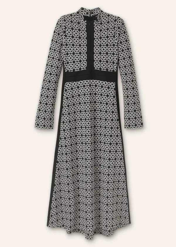 Hot ME+EM Graphic Jacquard Ponte Maxi Dress Black/White