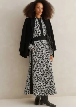 Hot ME+EM Graphic Jacquard Ponte Maxi Dress Black/White