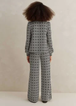 Online ME+EM Graphic Jacquard Travel Tailoring Co-Ord Black