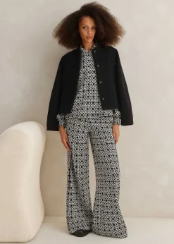 Online ME+EM Graphic Jacquard Travel Tailoring Co-Ord Black