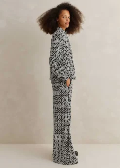 Online ME+EM Graphic Jacquard Travel Tailoring Co-Ord Black