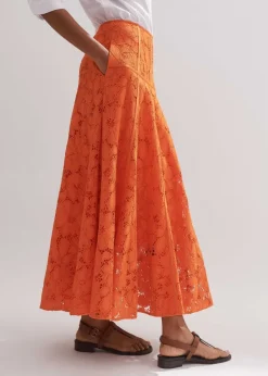 Best ME+EM Guipure Lace Skirt Orange Zing