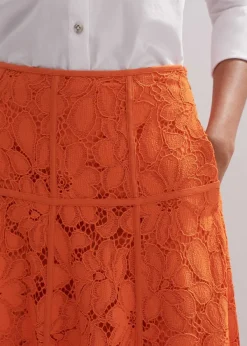 Best ME+EM Guipure Lace Skirt Orange Zing