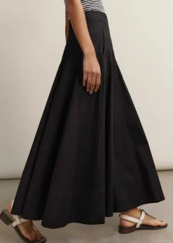 Discount ME+EM Heavy Cotton Sateen Maxi Skirt Black