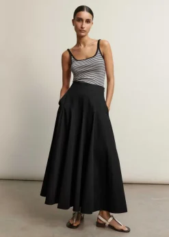 Discount ME+EM Heavy Cotton Sateen Maxi Skirt Black