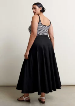 Discount ME+EM Heavy Cotton Sateen Maxi Skirt Black