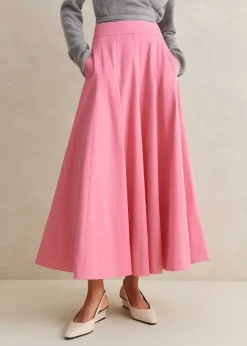 Clearance ME+EM Heavy Cotton Sateen Maxi Skirt Perfect Pink